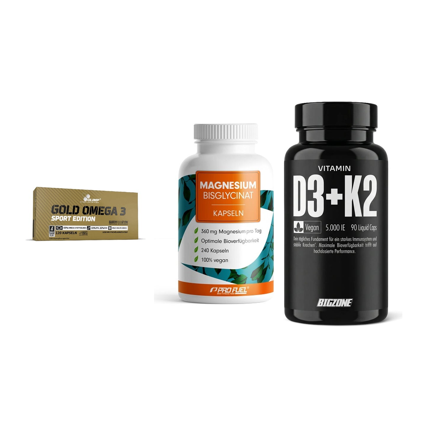 Herz & Gefäße: Olimp Omega 3 + ProFuel Magnesiu + Big Zone Vitamin – alle enthaltenen Artikel