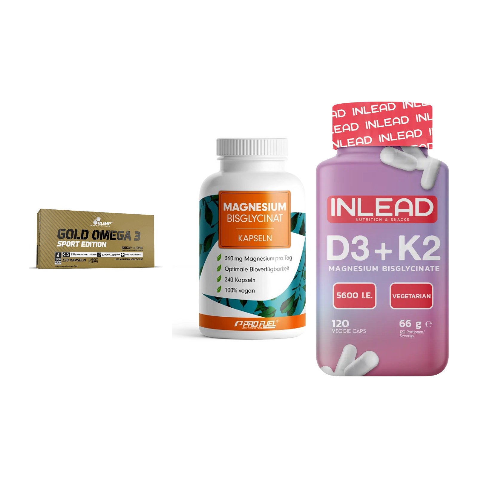 Herz & Gefäße: Olimp Omega 3 + ProFuel Magnesiu + INLEAD Vitamin – alle enthaltenen Artikel