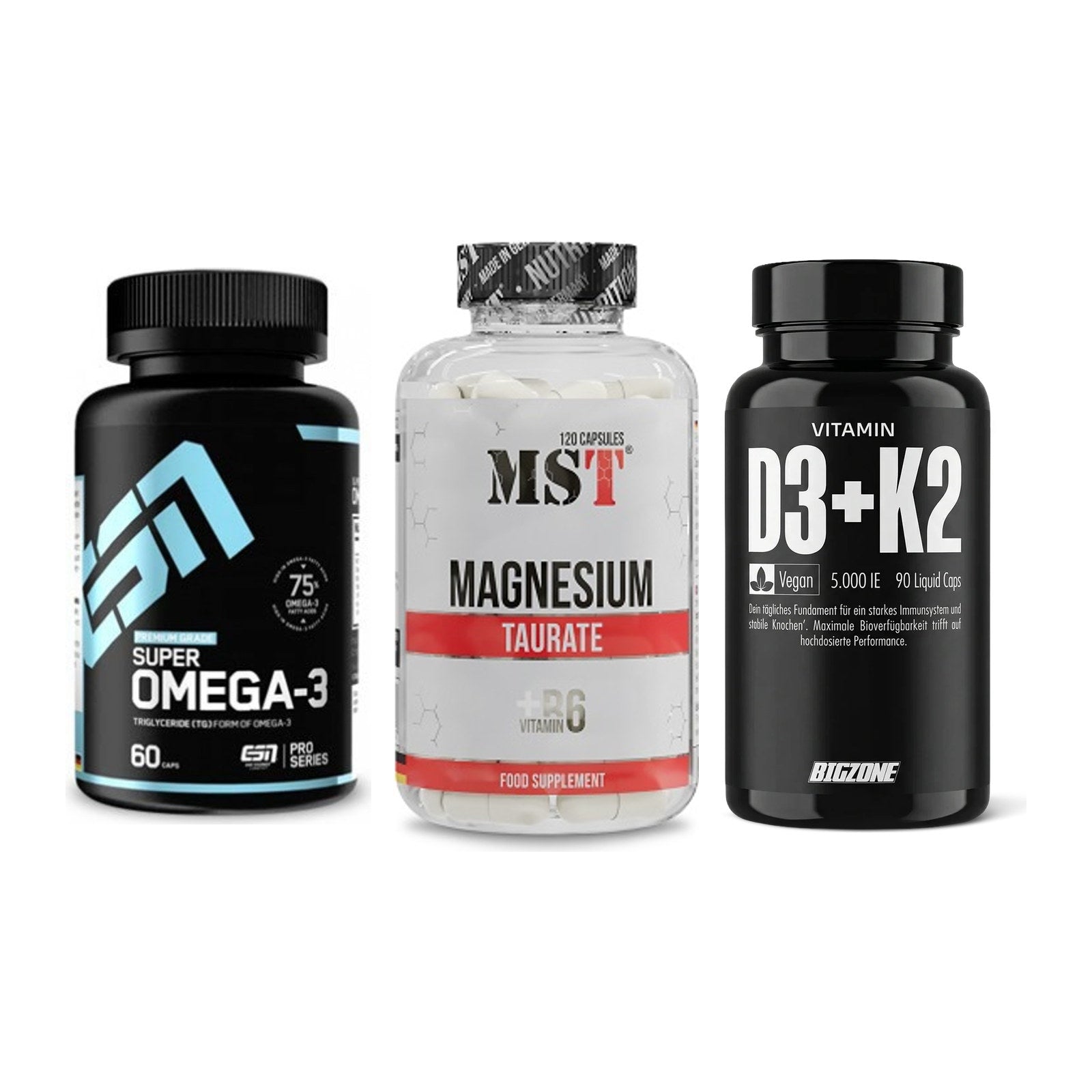 Herz & Gefäße: ESN Omega 3 + MST Magnesium + Big Zone Vitamin – alle enthaltenen Artikel