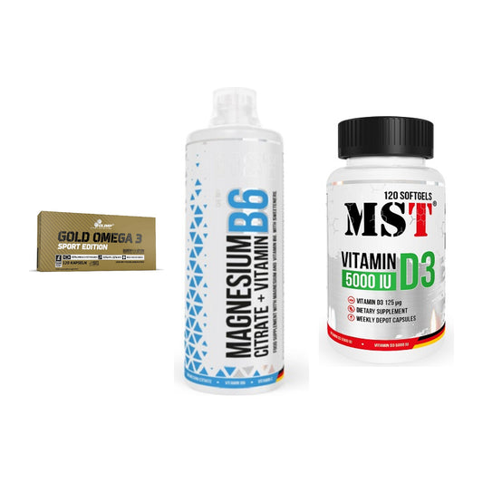 Herz & Gefäße: Olimp Omega 3 + MST Magnesium B6 + MST Vitamin D3 – alle enthaltenen Artikel