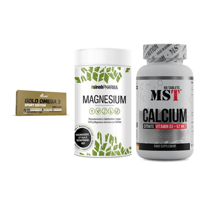 Herz & Gefäße: Olimp Omega 3 + Sinob Magnesium + MST Calcium – alle enthaltenen Artikel