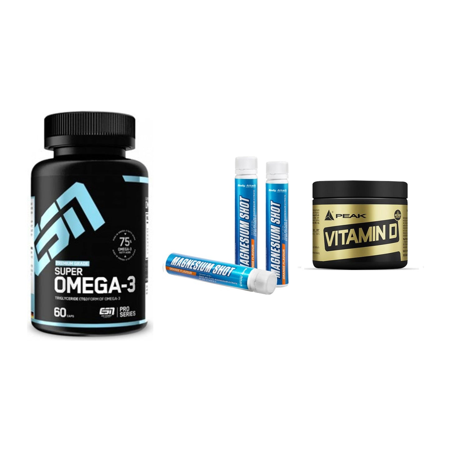 Herz & Gefäße: ESN Omega 3 + Body Attack + Peak Vitamin D – alle enthaltenen Artikel