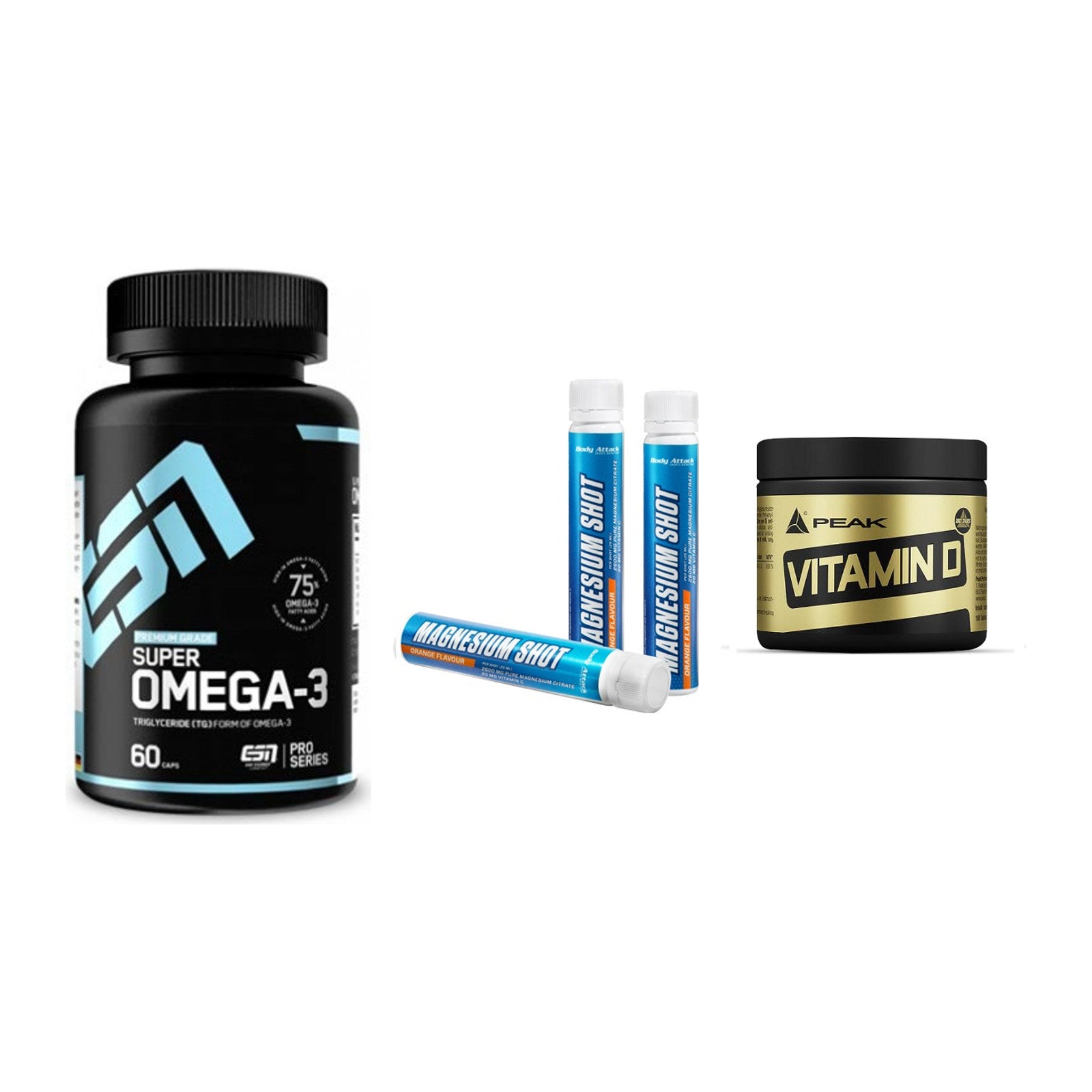 Herz & Gefäße: ESN Omega 3 + Body Attack + Peak Vitamin D – alle enthaltenen Artikel