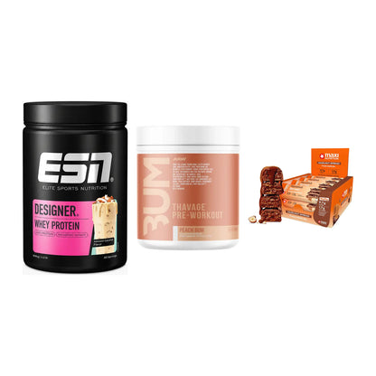 Home-Gym-Starter: ESN Designer + RAW Nutrition + 5× MaxiNutrition – alle enthaltenen Artikel