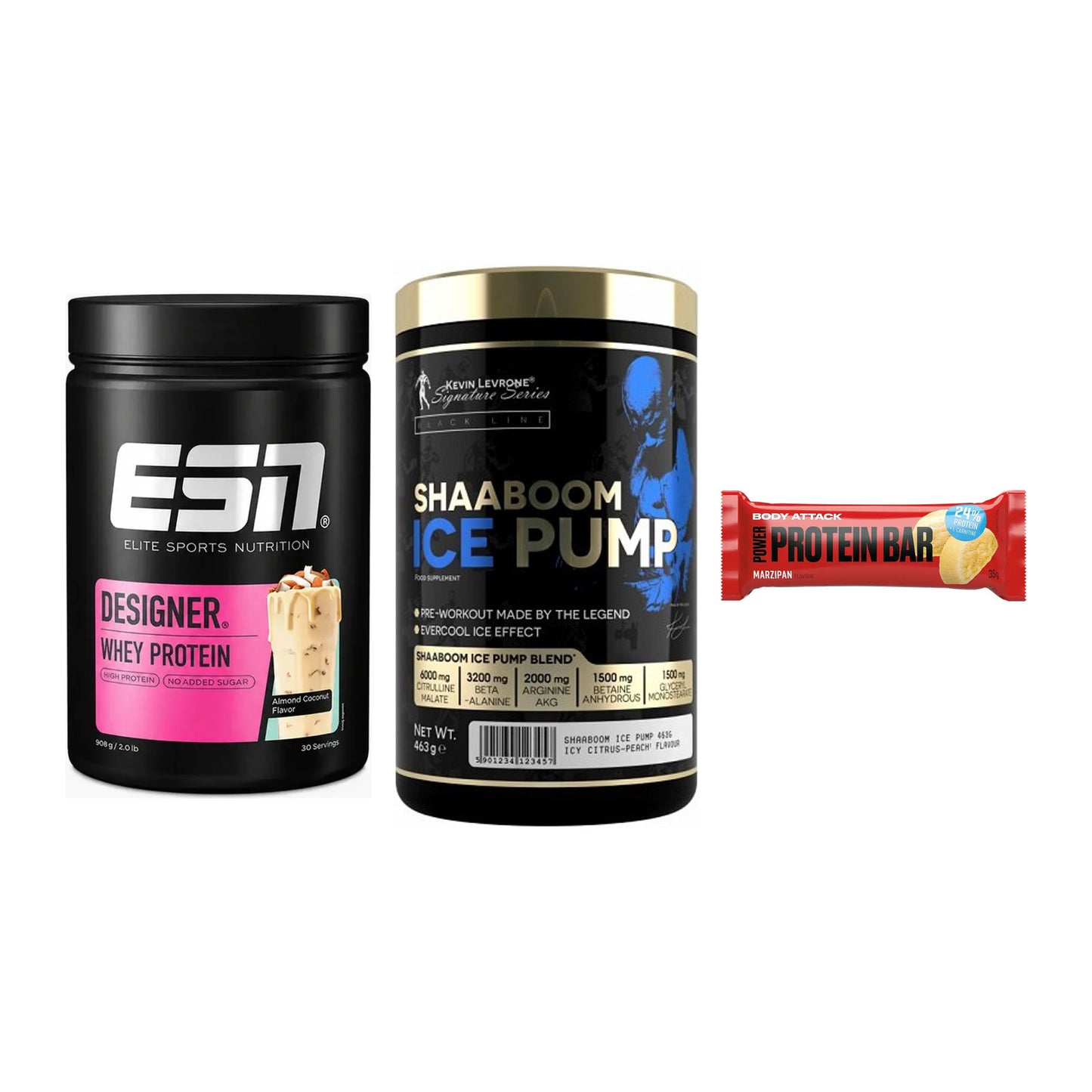 Home-Gym-Starter: ESN Designer + Kevin Levrone + 5× Body Attack – alle enthaltenen Artikel