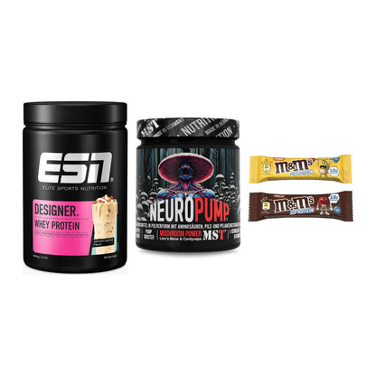 Home-Gym-Starter: ESN Designer + MST NeuroPump + 5× M&M Protein Bar – alle enthaltenen Artikel