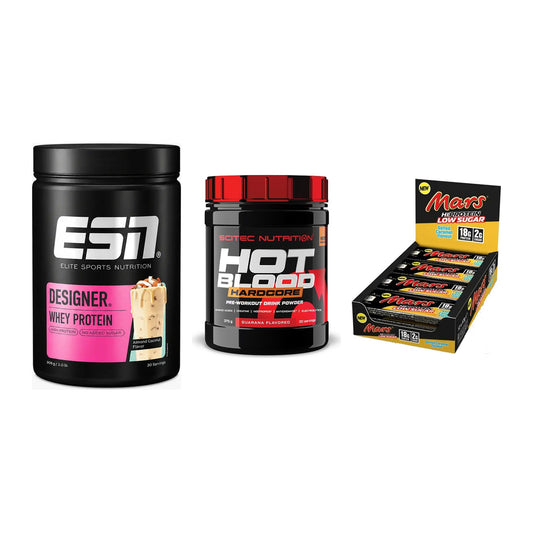 Home-Gym-Starter: ESN Designer + Scitec Hot + 5× Mars Low Sugar – alle enthaltenen Artikel
