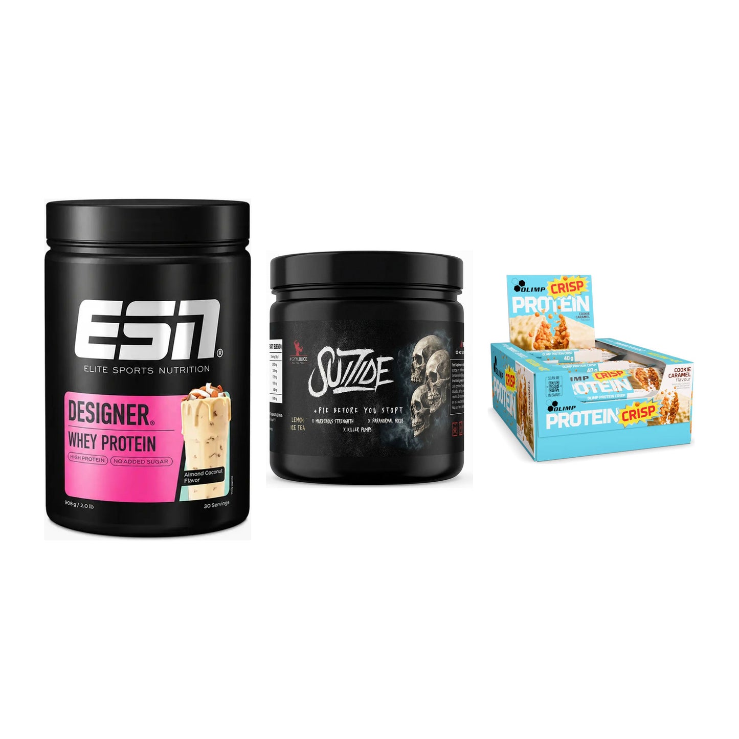 Home-Gym-Starter: ESN Designer + #GYMJUICE + 5× Olimp Protein – alle enthaltenen Artikel