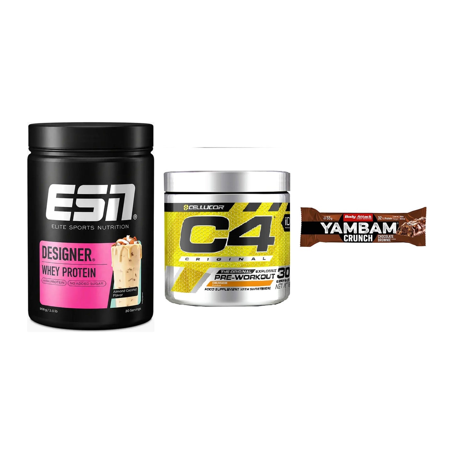 Home-Gym-Starter: ESN Designer + Cellucor C4 + 5× Body Attack – alle enthaltenen Artikel