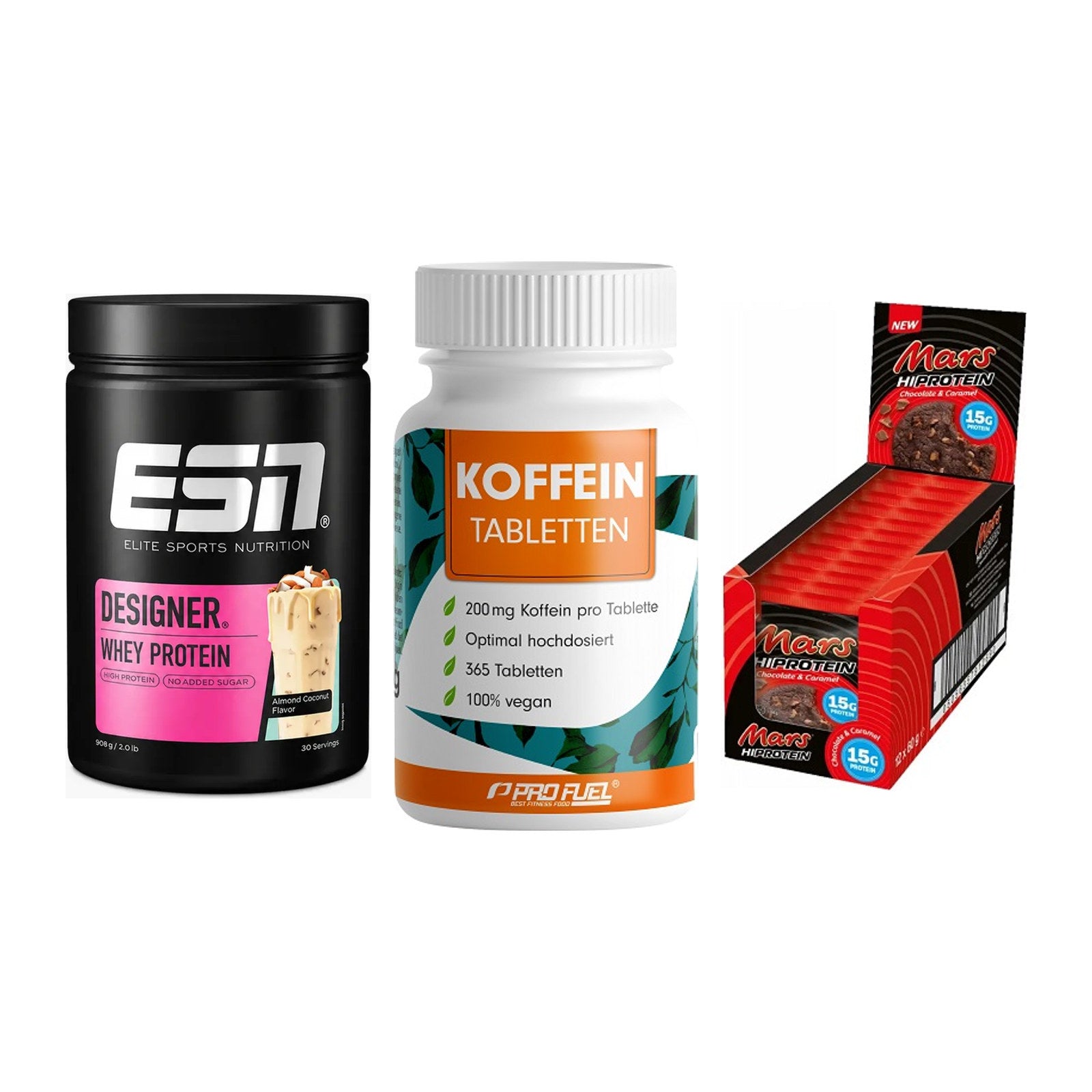 Home-Gym-Starter: ESN Designer + ProFuel Koffein + 5× Mars High – alle enthaltenen Artikel