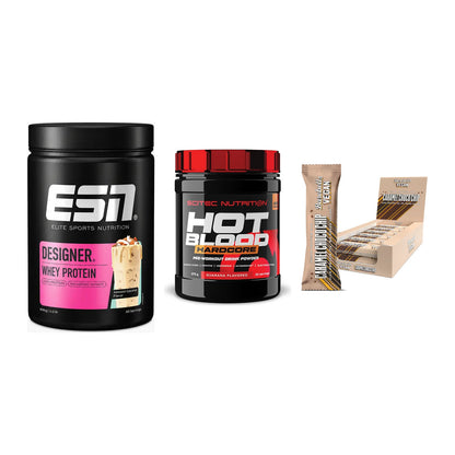 Home-Gym-Starter: ESN Designer + Scitec Hot + 5× Barebells Vegan – alle enthaltenen Artikel