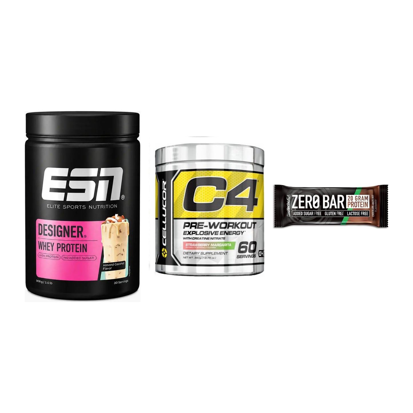 Home-Gym-Starter: ESN Designer + Cellucor C4 + 5× BioTech Zero – alle enthaltenen Artikel