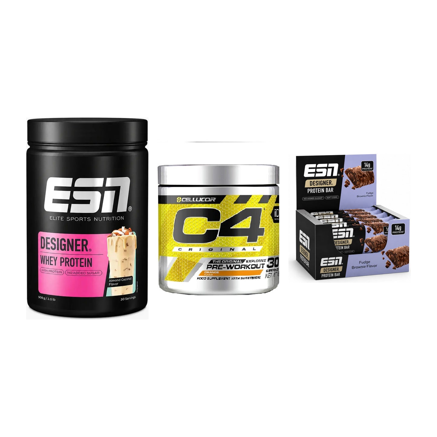 Home-Gym-Starter: ESN Designer Whey + Cellucor C4 + 1 weitere – alle enthaltenen Artikel