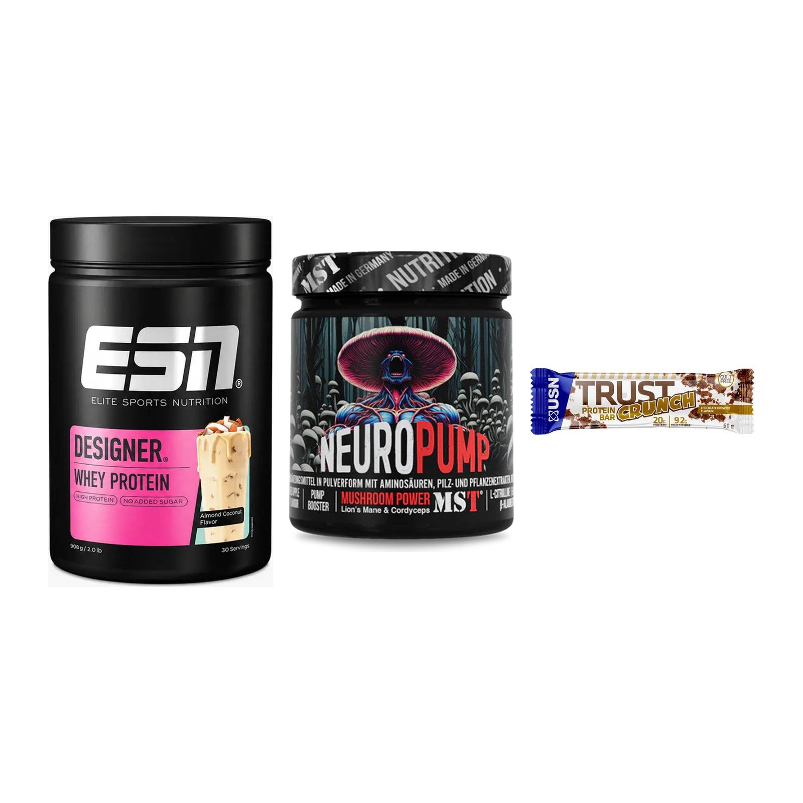 Home-Gym-Starter: ESN Designer + MST NeuroPump + 5× USN TRUST – alle enthaltenen Artikel