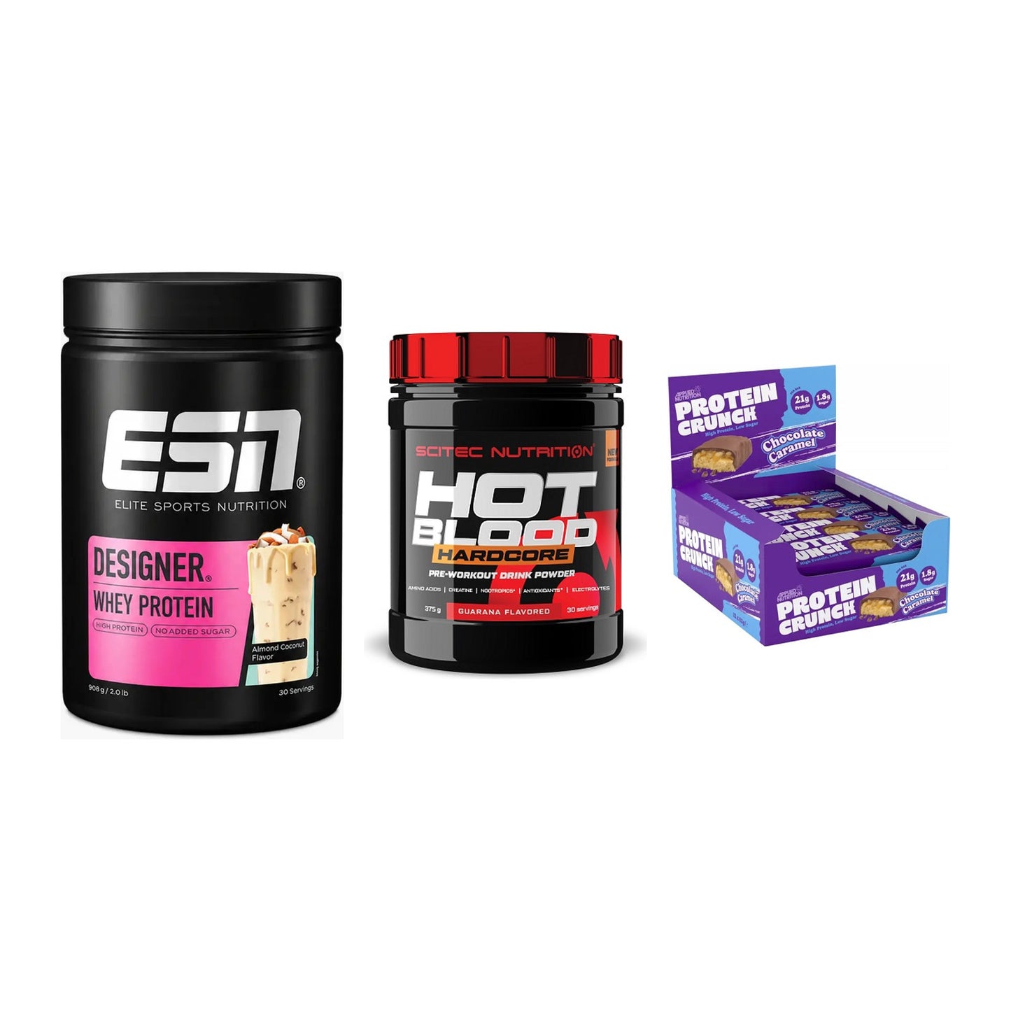Home-Gym-Starter: ESN Designer + Scitec Hot + 5× Applied Protein – alle enthaltenen Artikel