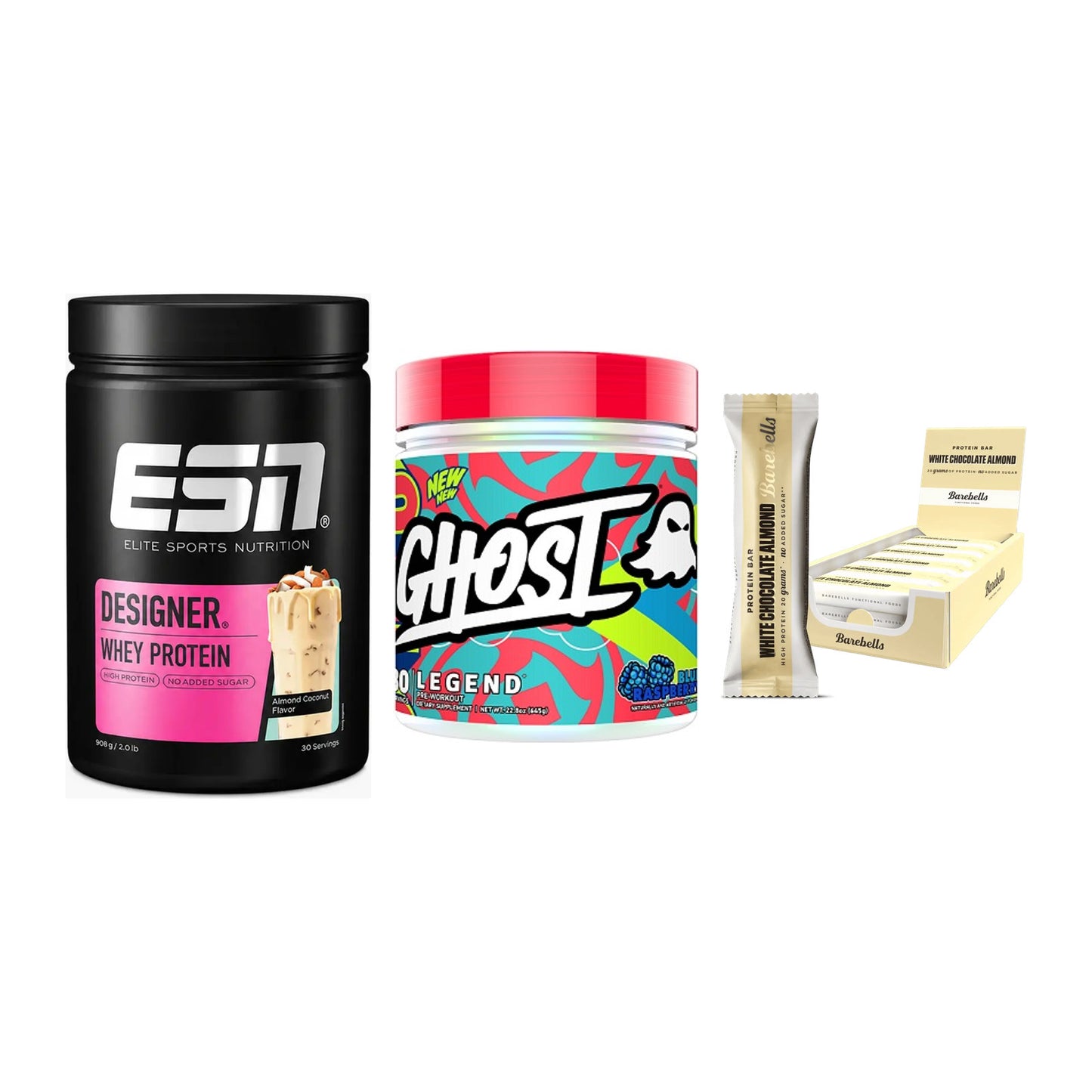 Home-Gym-Starter: ESN Designer + Ghost Legend V4 + 5× Barebells – alle enthaltenen Artikel