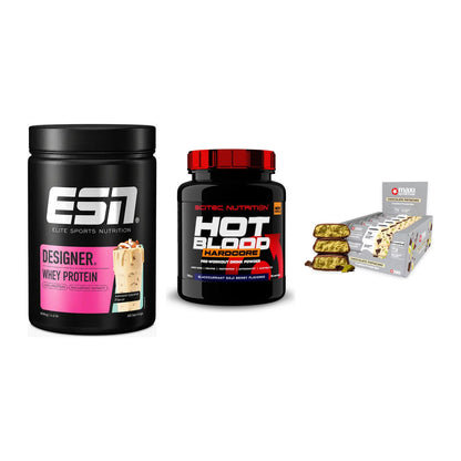 Home-Gym-Starter: ESN Designer + Scitec Hot + 5× MaxiNutrition – alle enthaltenen Artikel