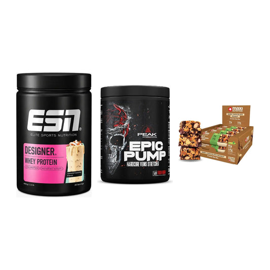 Home-Gym-Starter: ESN Designer + Peak EPIC Pump + 5× MaxiNutrition – alle enthaltenen Artikel