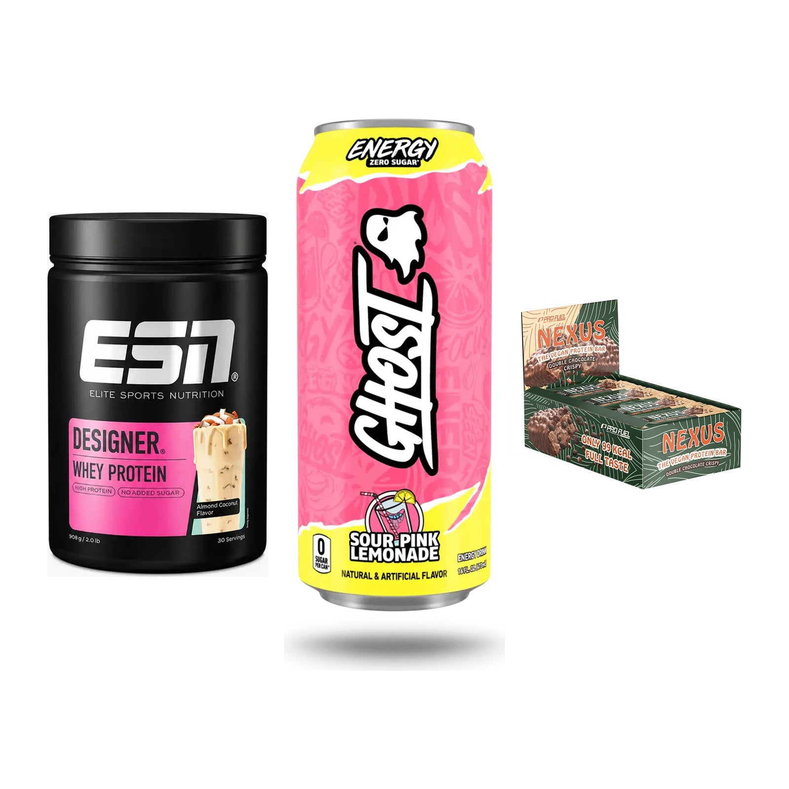 Home-Gym-Starter: ESN Designer + Ghost Energy + 5× ProFuel Nexus – alle enthaltenen Artikel