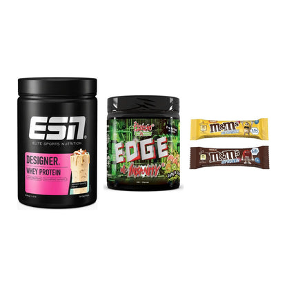 Home-Gym-Starter: ESN Designer + Psycho Pharma + 5× M&M Protein Bar – alle enthaltenen Artikel