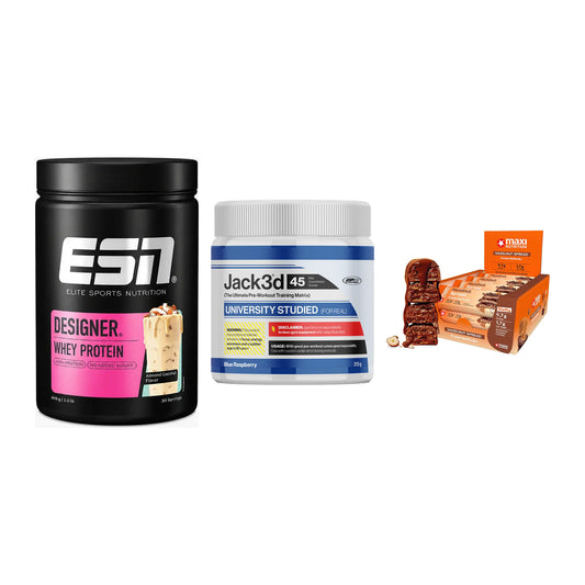 Home-Gym-Starter: ESN Designer + USP Labs Jack3d + 5× MaxiNutrition – alle enthaltenen Artikel