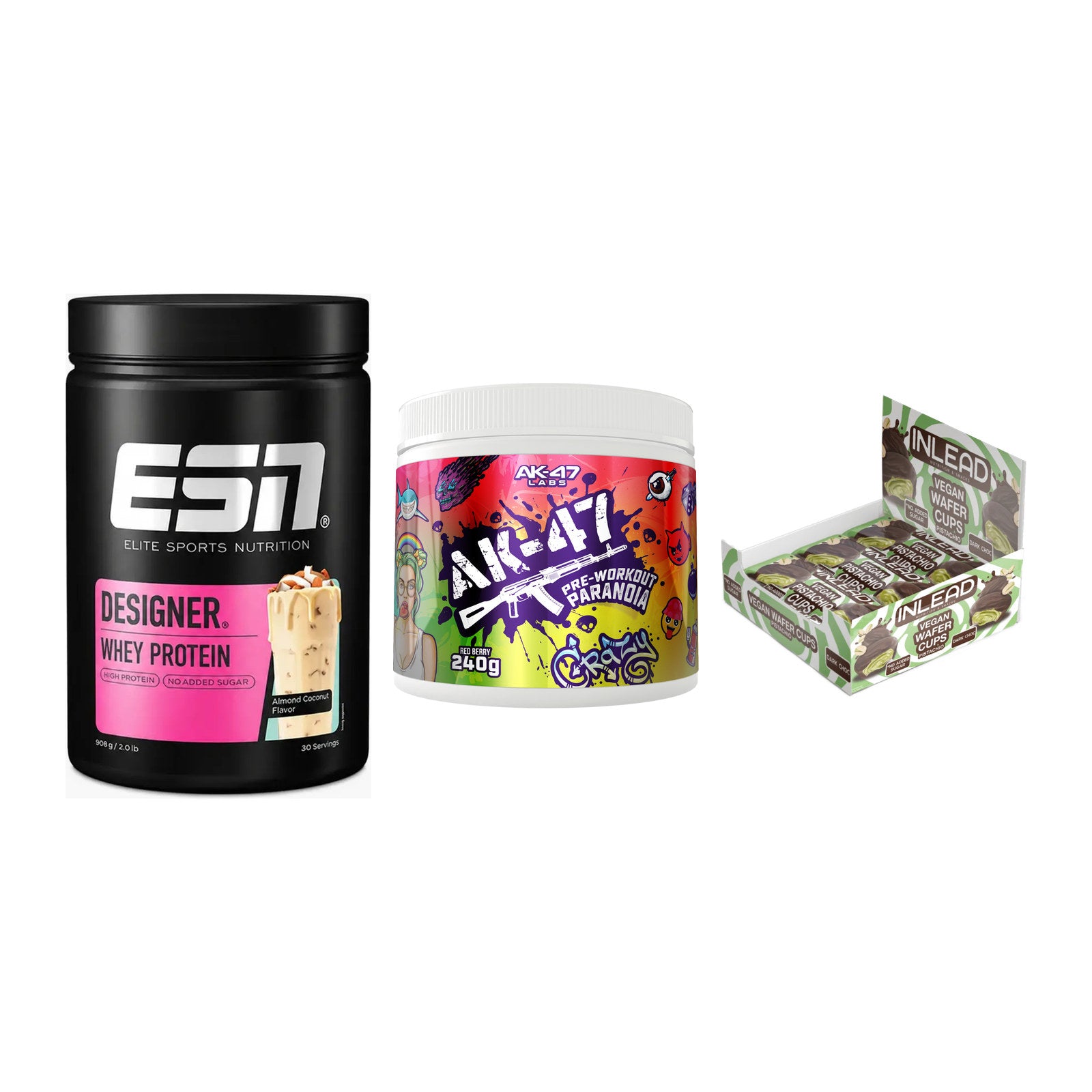 Home-Gym-Starter: ESN Designer + AK47 Labs + 5× INLEAD Wafer – alle enthaltenen Artikel
