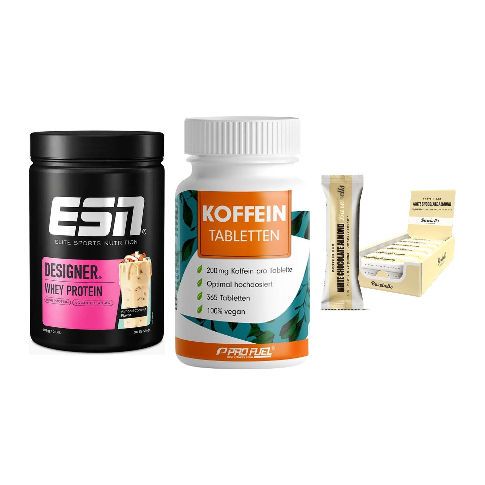 Home-Gym-Starter: ESN Designer + ProFuel Koffein + 5× Barebells – alle enthaltenen Artikel