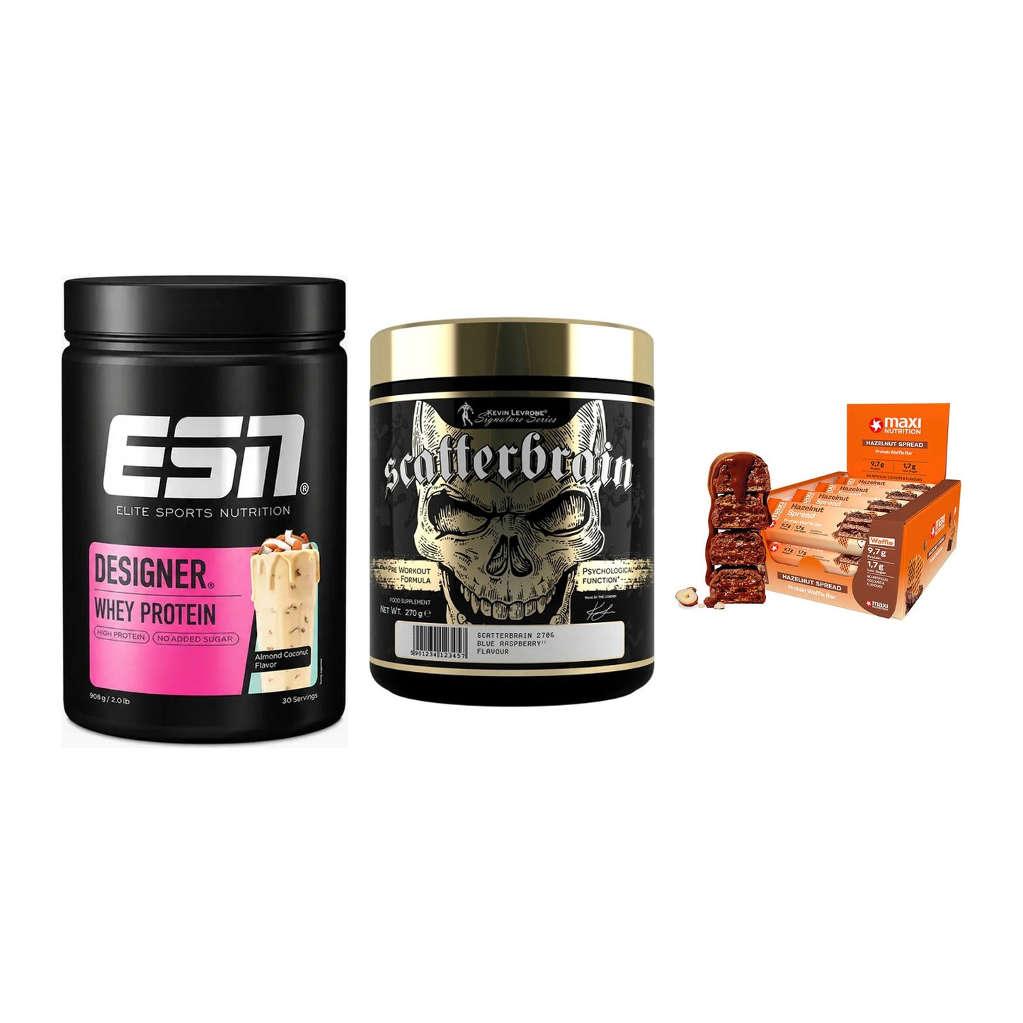 Home-Gym-Starter: ESN Designer + Kevin Levrone + 5× MaxiNutrition – alle enthaltenen Artikel