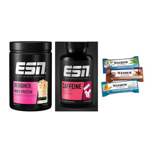 Home-Gym-Starter: ESN Designer + ESN Caffeine + 5× Weider BAR – alle enthaltenen Artikel