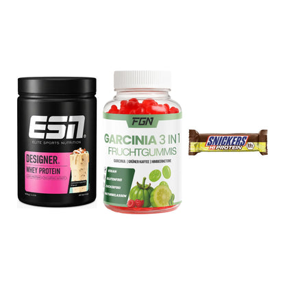 Home-Gym-Starter: ESN Designer + FGN Garcinia 60 + 5× Snickers High – alle enthaltenen Artikel