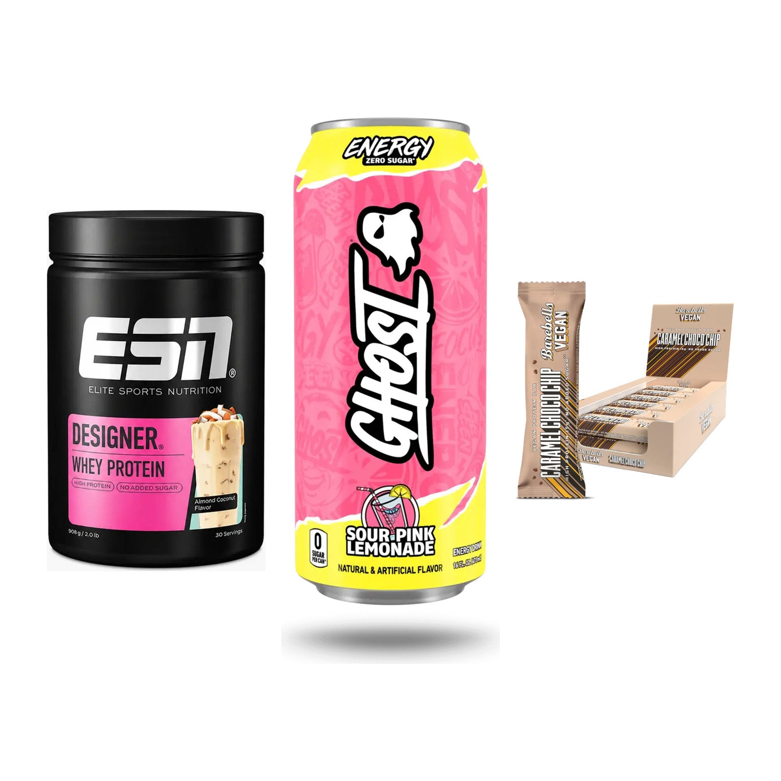 Home-Gym-Starter: ESN Designer + Ghost Energy + 5× Barebells Vegan – alle enthaltenen Artikel