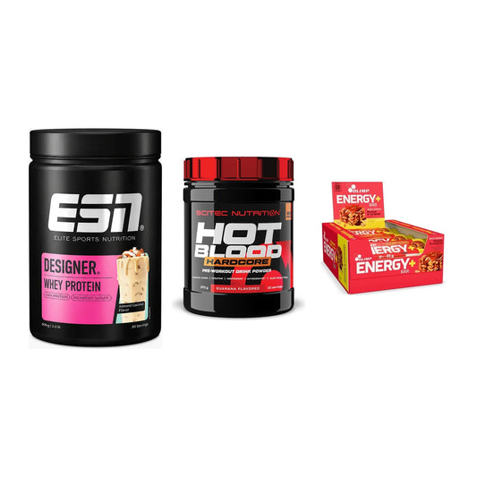 Home-Gym-Starter: ESN Designer + Scitec Hot + 5× Olimp Energy – alle enthaltenen Artikel