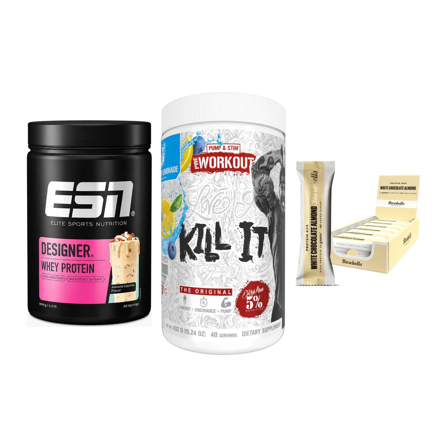 Home-Gym-Starter: ESN Designer + Rich Piana 5% + 5× Barebells – alle enthaltenen Artikel