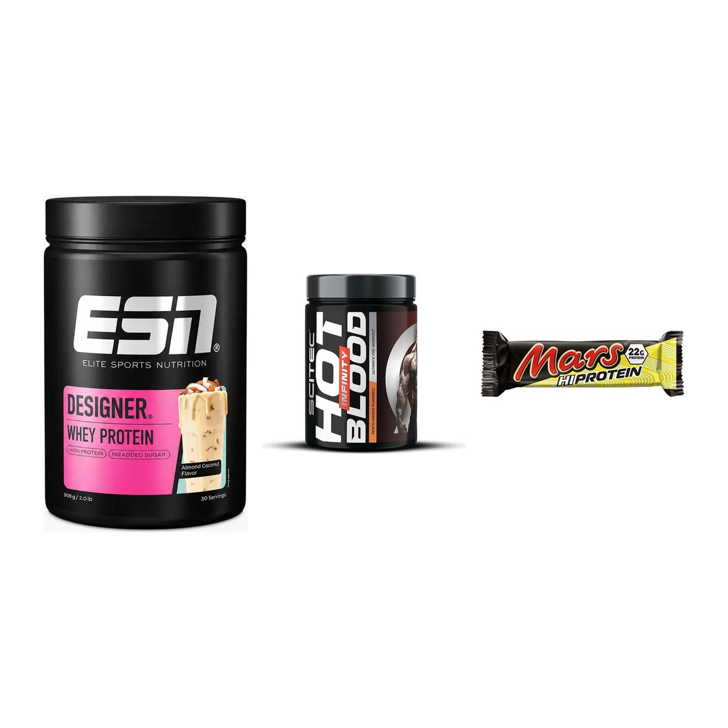 Home-Gym-Starter: ESN Designer + Scitec Hot + 5× Mars High – alle enthaltenen Artikel