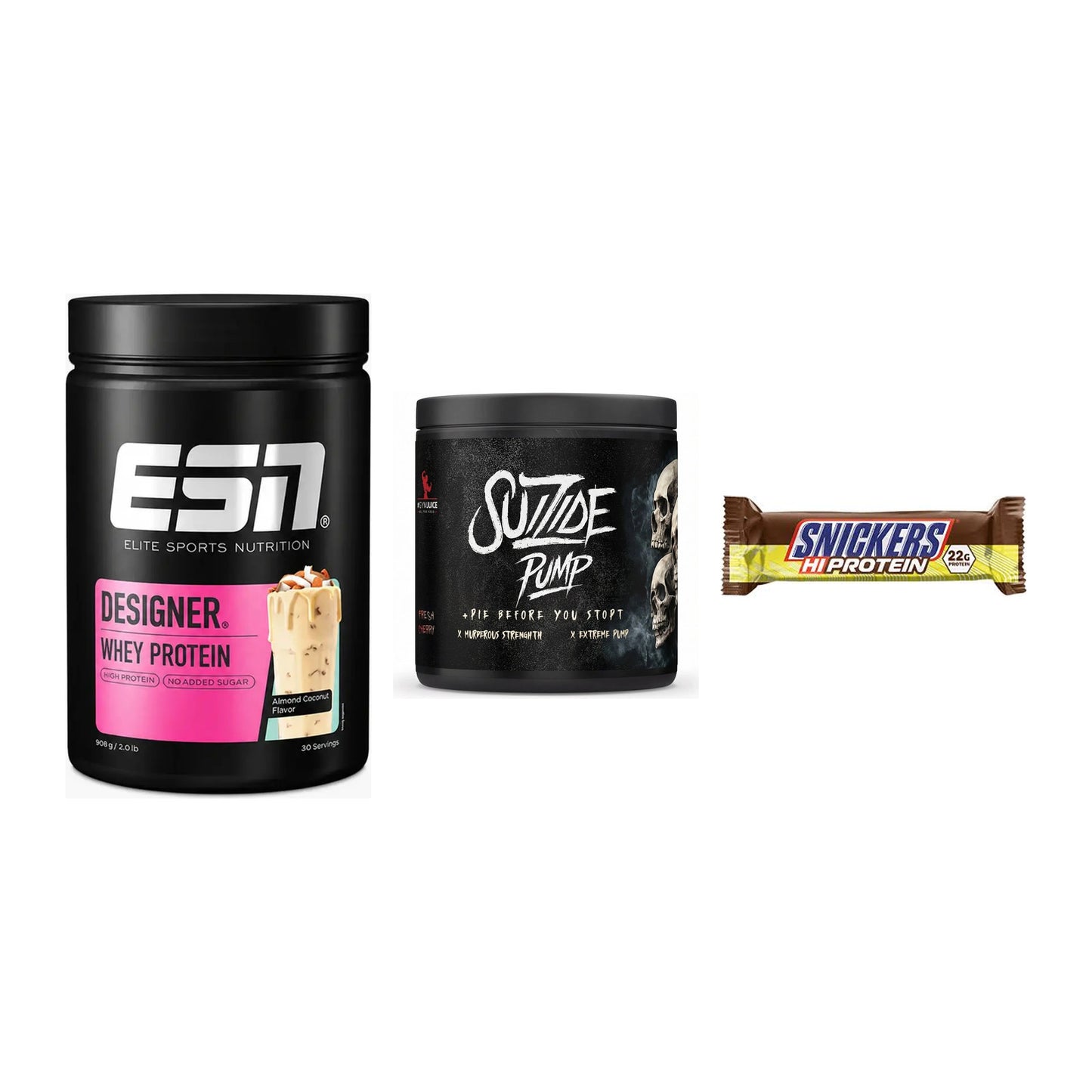 Home-Gym-Starter: ESN Designer + #GYMJUICE + 5× Snickers High – alle enthaltenen Artikel