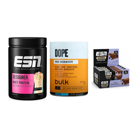 Home-Gym-Starter: ESN Designer Whey + Bulk Dope Pre-Work + 1 weitere – alle enthaltenen Artikel