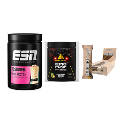 Home-Gym-Starter: ESN Designer + Peak Epic Pump + 5× Barebells Vegan – alle enthaltenen Artikel