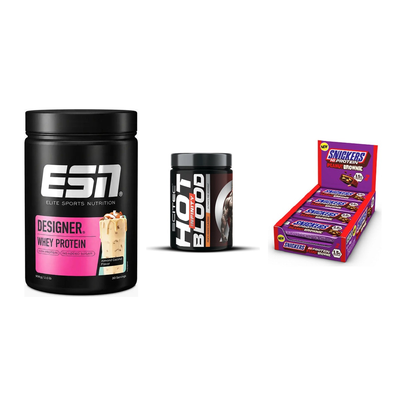 Home-Gym-Starter: ESN Designer + Scitec Hot + 5× Snickers High – alle enthaltenen Artikel