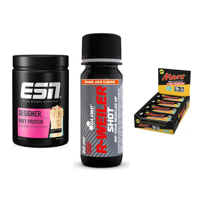 Home-Gym-Starter: ESN Designer + Olimp R-Weiler + 5× Mars Low Sugar – alle enthaltenen Artikel