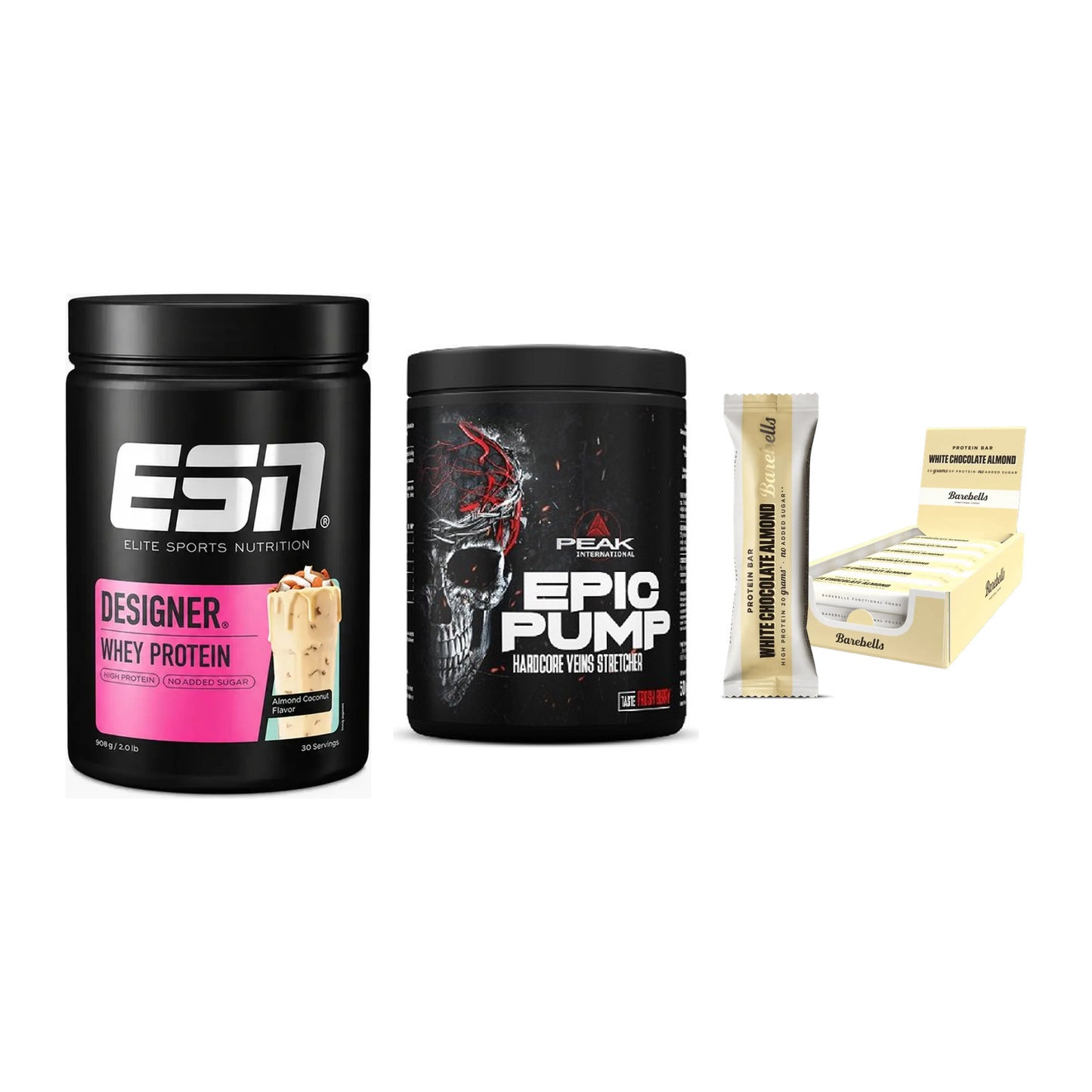 Home-Gym-Starter: ESN Designer + Peak EPIC Pump + 5× Barebells – alle enthaltenen Artikel