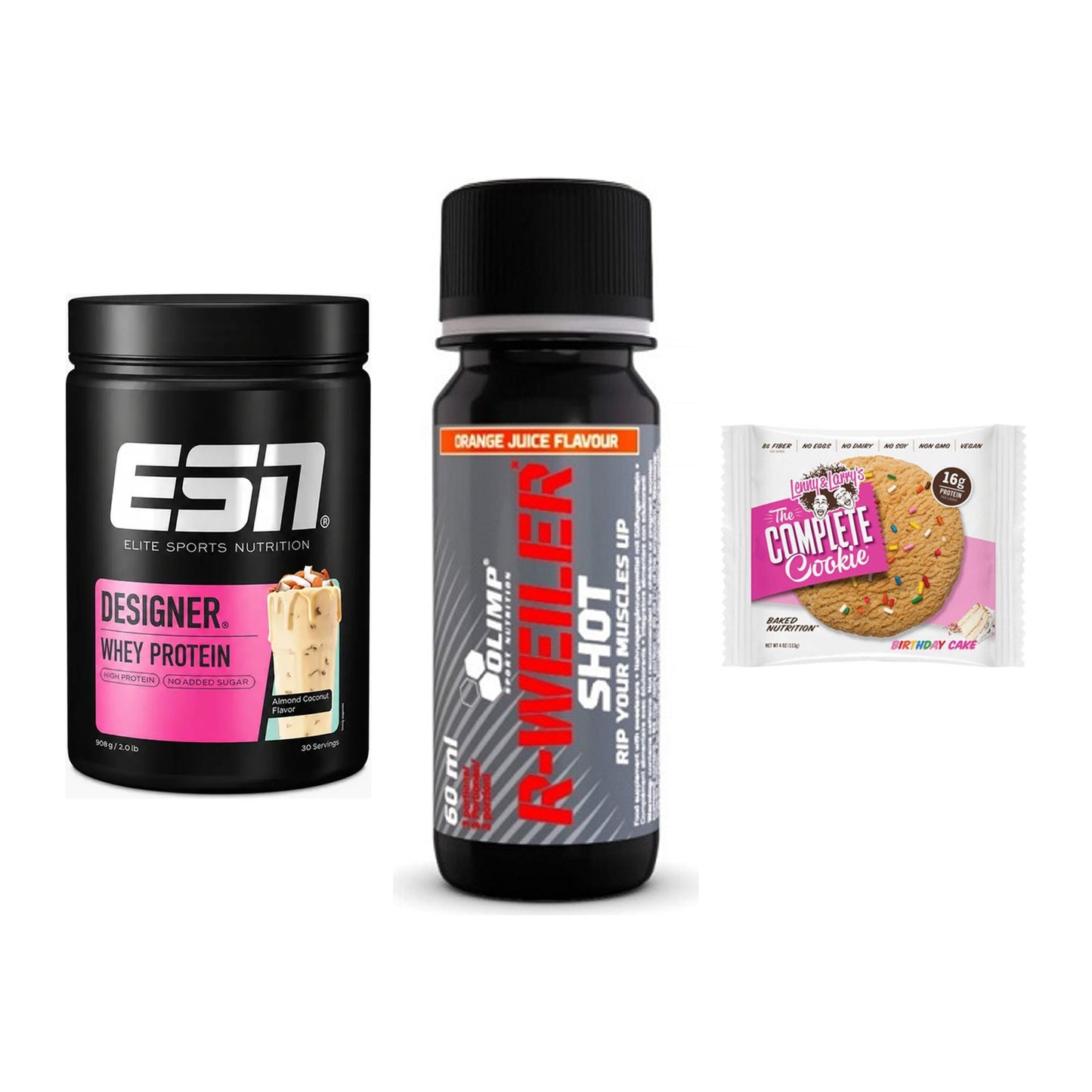 Home-Gym-Starter: ESN Designer + Olimp R-Weiler + 5× Lenny & Larry – alle enthaltenen Artikel