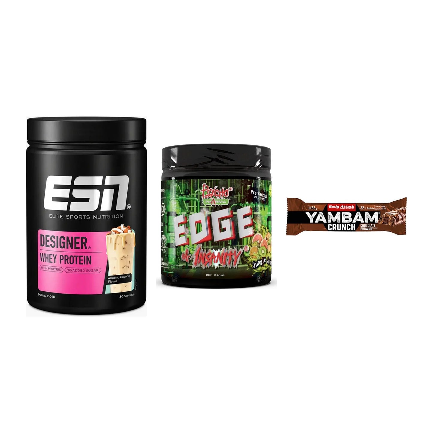 Home-Gym-Starter: ESN Designer + Psycho Pharma + 5× Body Attack – alle enthaltenen Artikel