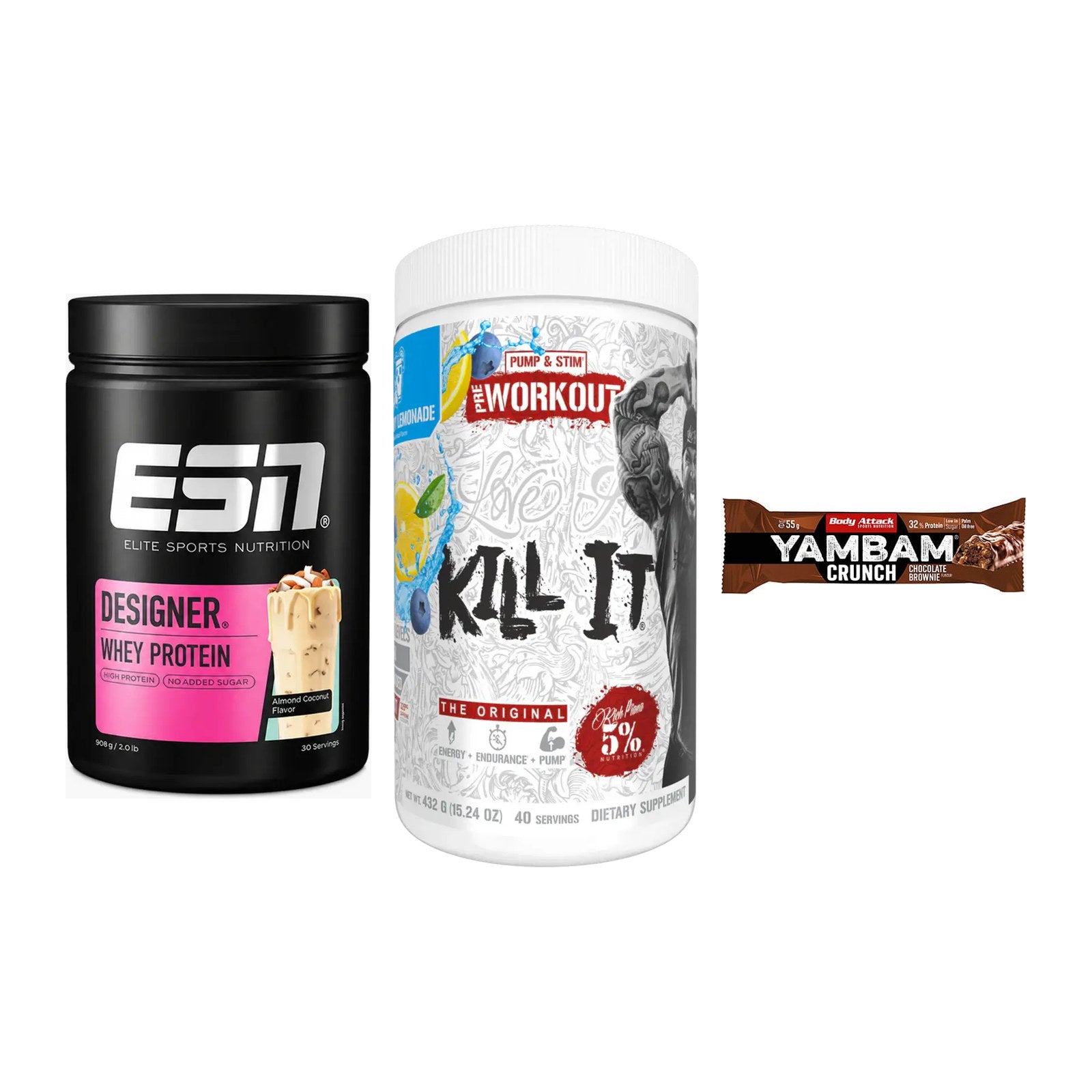 Home-Gym-Starter: ESN Designer + Rich Piana 5% + 5× Body Attack – alle enthaltenen Artikel