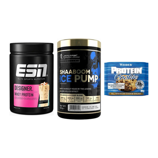 Home-Gym-Starter: ESN Designer + Kevin Levrone + 5× Weider Protein – alle enthaltenen Artikel
