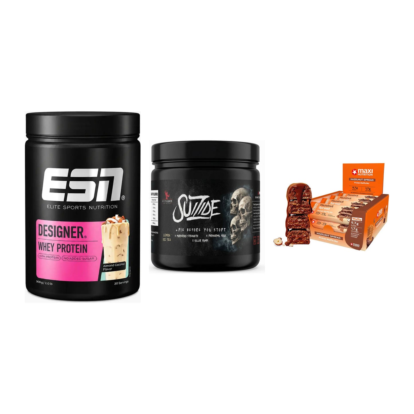 Home-Gym-Starter: ESN Designer + #GYMJUICE + 5× MaxiNutrition – alle enthaltenen Artikel