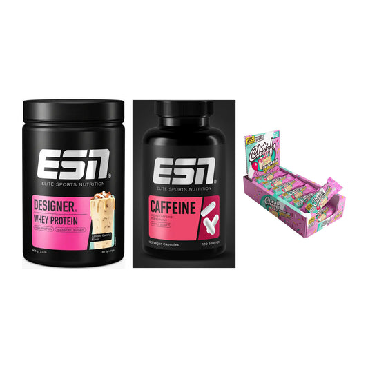 Home-Gym-Starter: ESN Designer + ESN Caffeine + 5× Chiefs Protein – alle enthaltenen Artikel