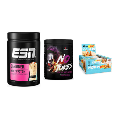 Home-Gym-Starter: ESN Designer + Peak No Jokes + 5× Olimp Protein – alle enthaltenen Artikel