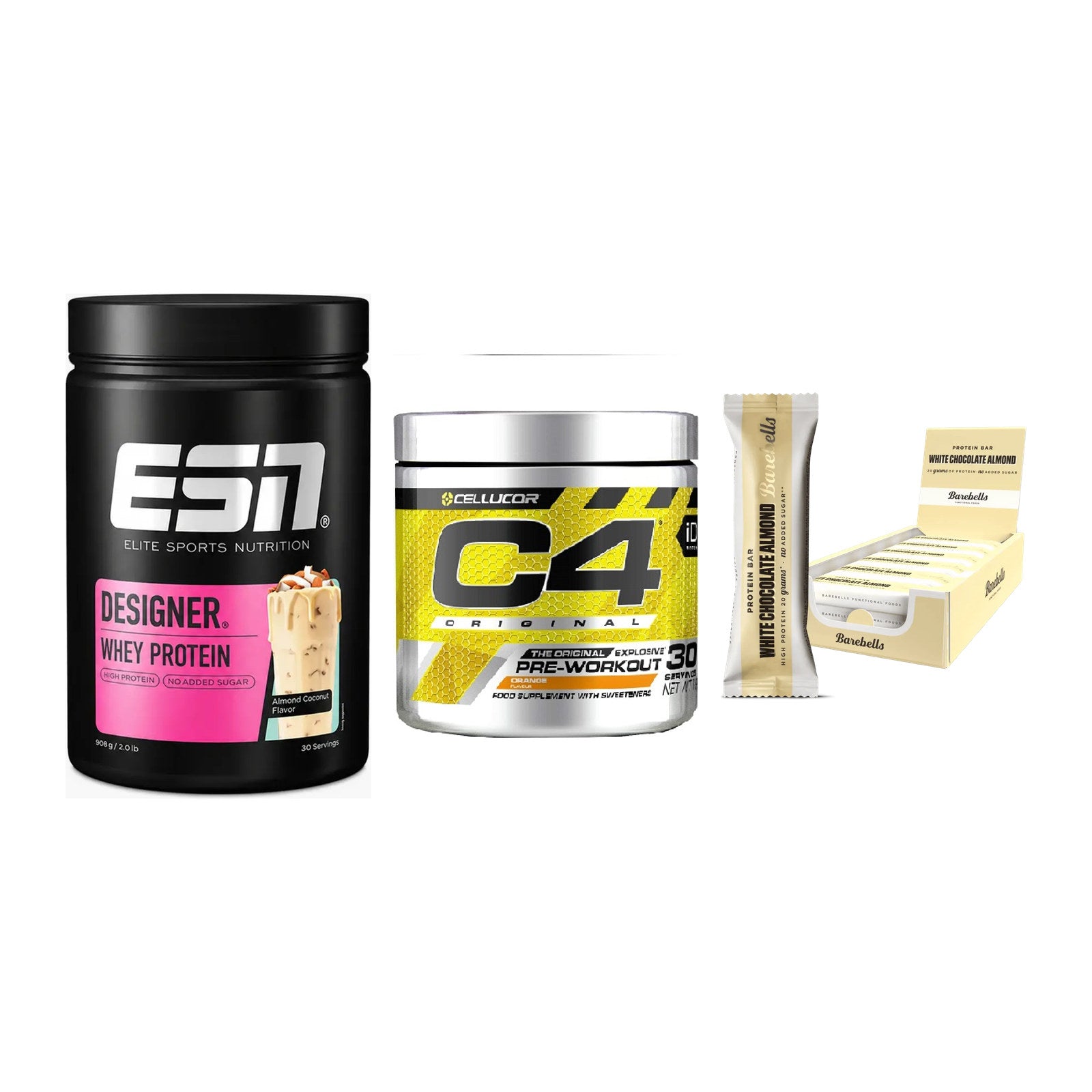 Home-Gym-Starter: ESN Designer + Cellucor C4 + 5× Barebells – alle enthaltenen Artikel