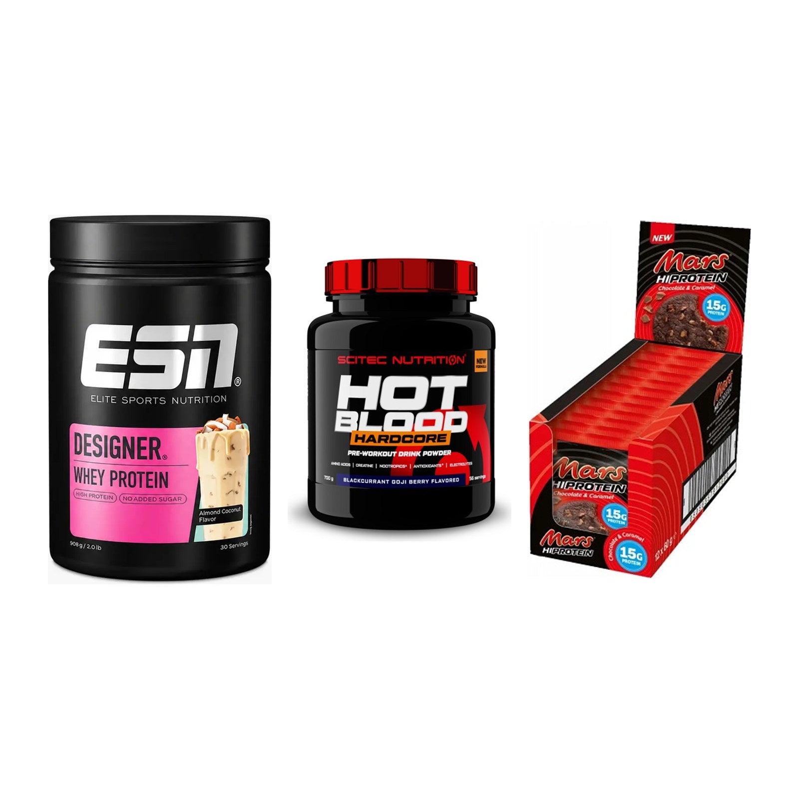 Home-Gym-Starter: ESN Designer + Scitec Hot + 5× Mars High – alle enthaltenen Artikel