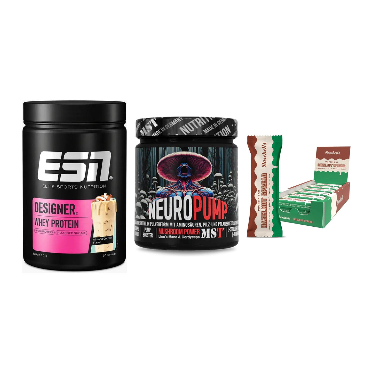 Home-Gym-Starter: ESN Designer + MST NeuroPump + 5× Barebells – alle enthaltenen Artikel